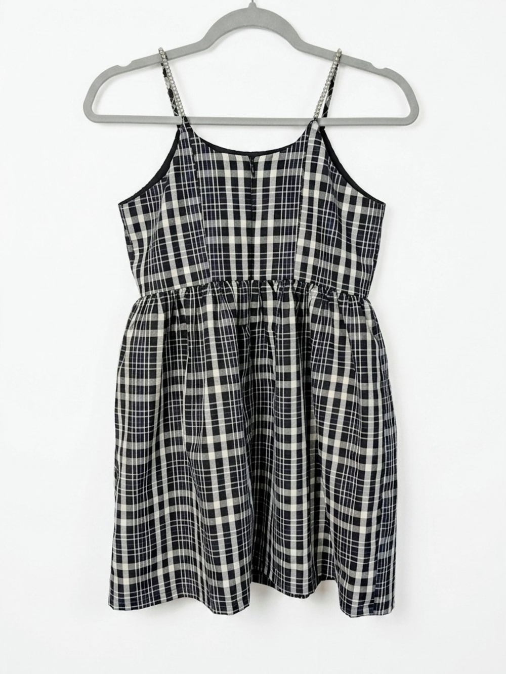 Forever 21 Kids Black & White Plaid Rhinestone Strap Dress Size 11/12